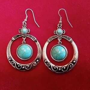 Boho faux turquoise earrings